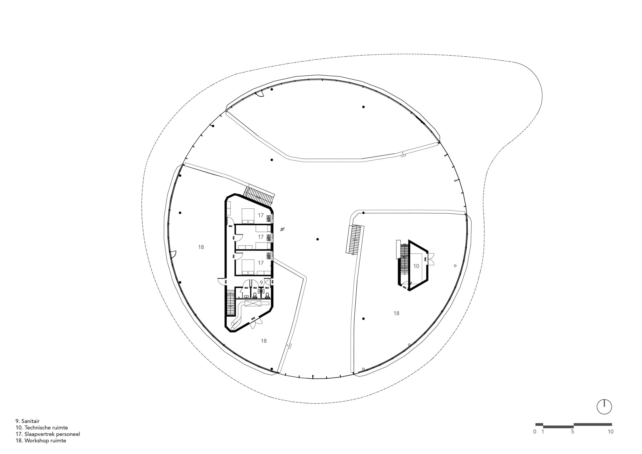 Floorplan drawing of the first floor of the Avonturenhuis a design by MOST Architecture Rotterdam